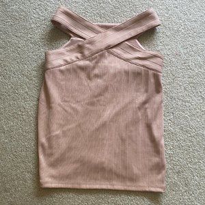 Forever 21 Pink High-Neck Criss-Cross Sleeveless Top S